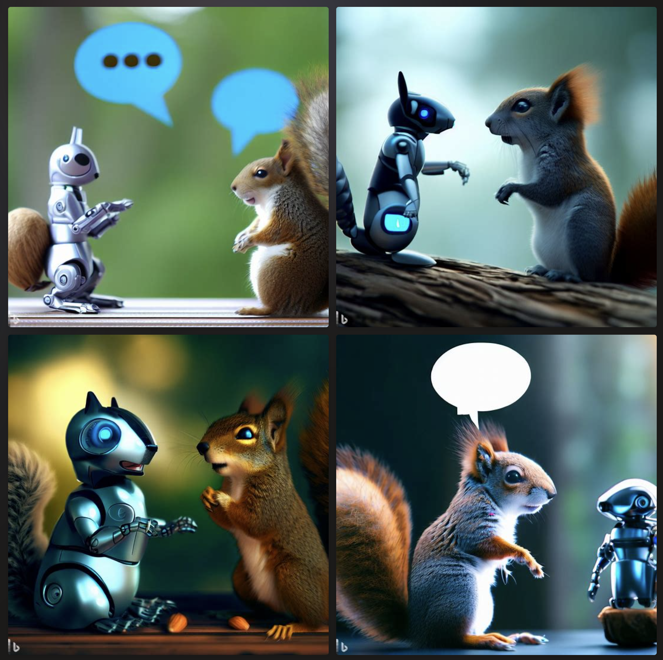 a squirrel chatting with ai bot