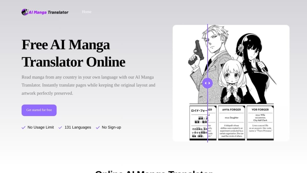 AI Manga Translator Online (No Sign-up & 100% Free)