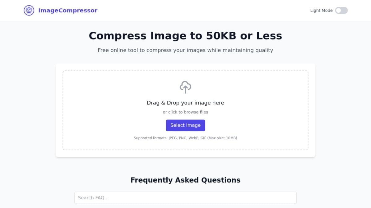 Compress Image to 50KB - Free Online Image Compressor