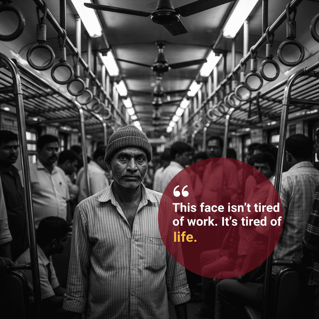 Gemini Image Prompt for photograph, app: A gritty, monochromatic documentary still captured within a...