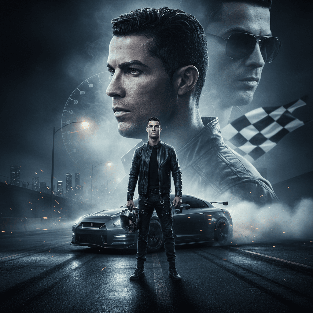 Gemini Image Prompt for other: AI Art Generator 1.5 ๐จ Icon: Cristiano Ronaldo as a Motors...