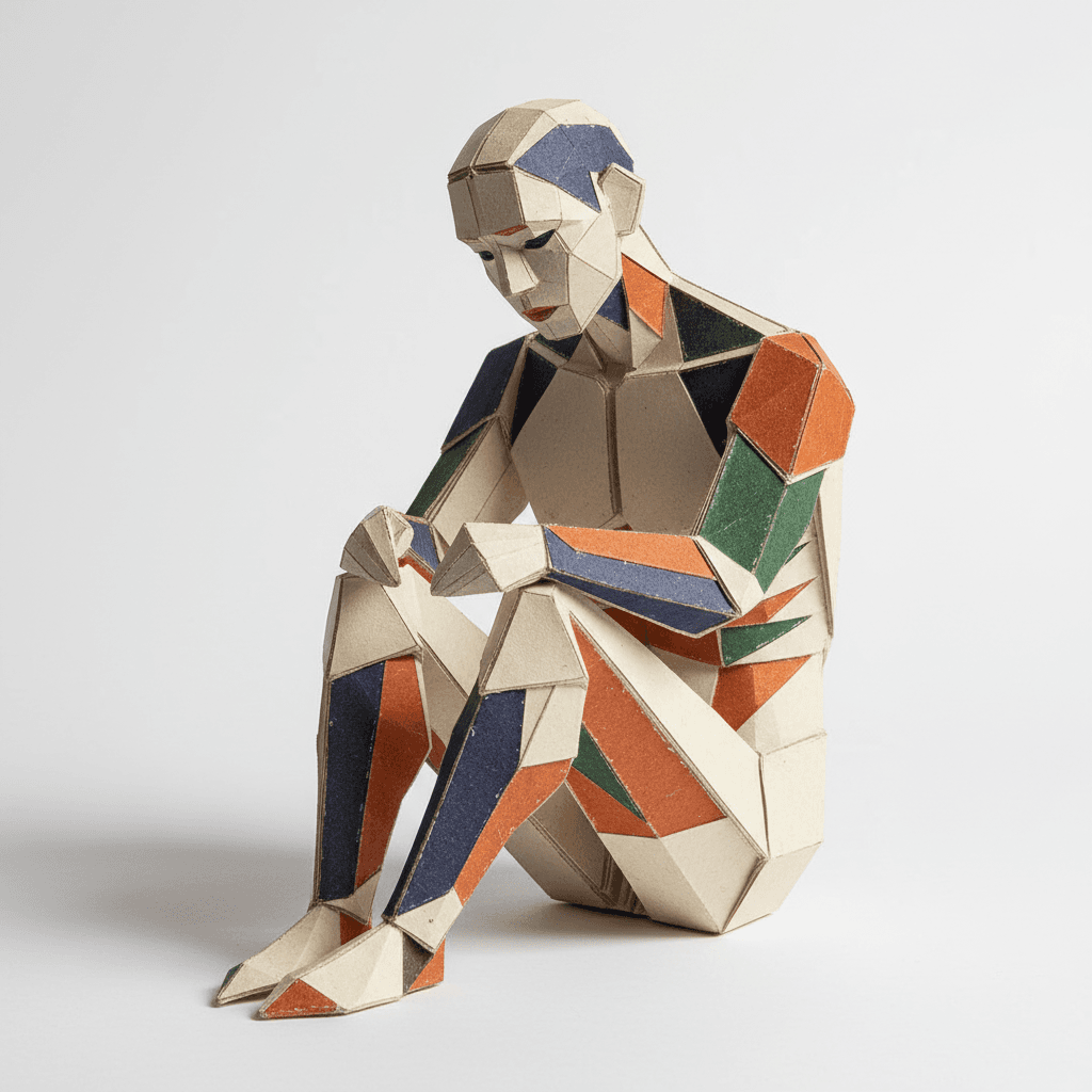 Gemini Image Prompt for other: Craft an ultra-detailed origami interpretation of a human fi...