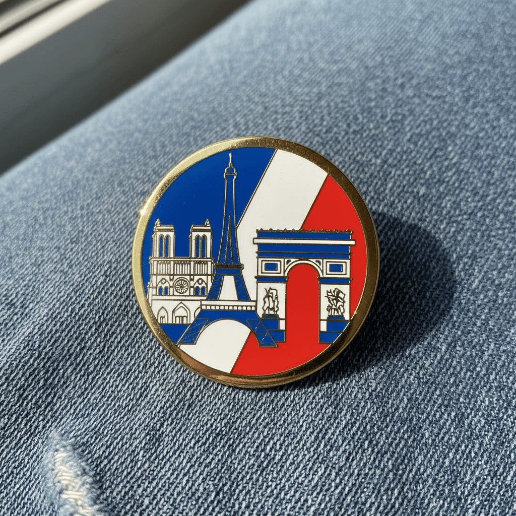 Gemini Image Prompt for other: Detailed photograph of a limited-edition enamel badge depict...
