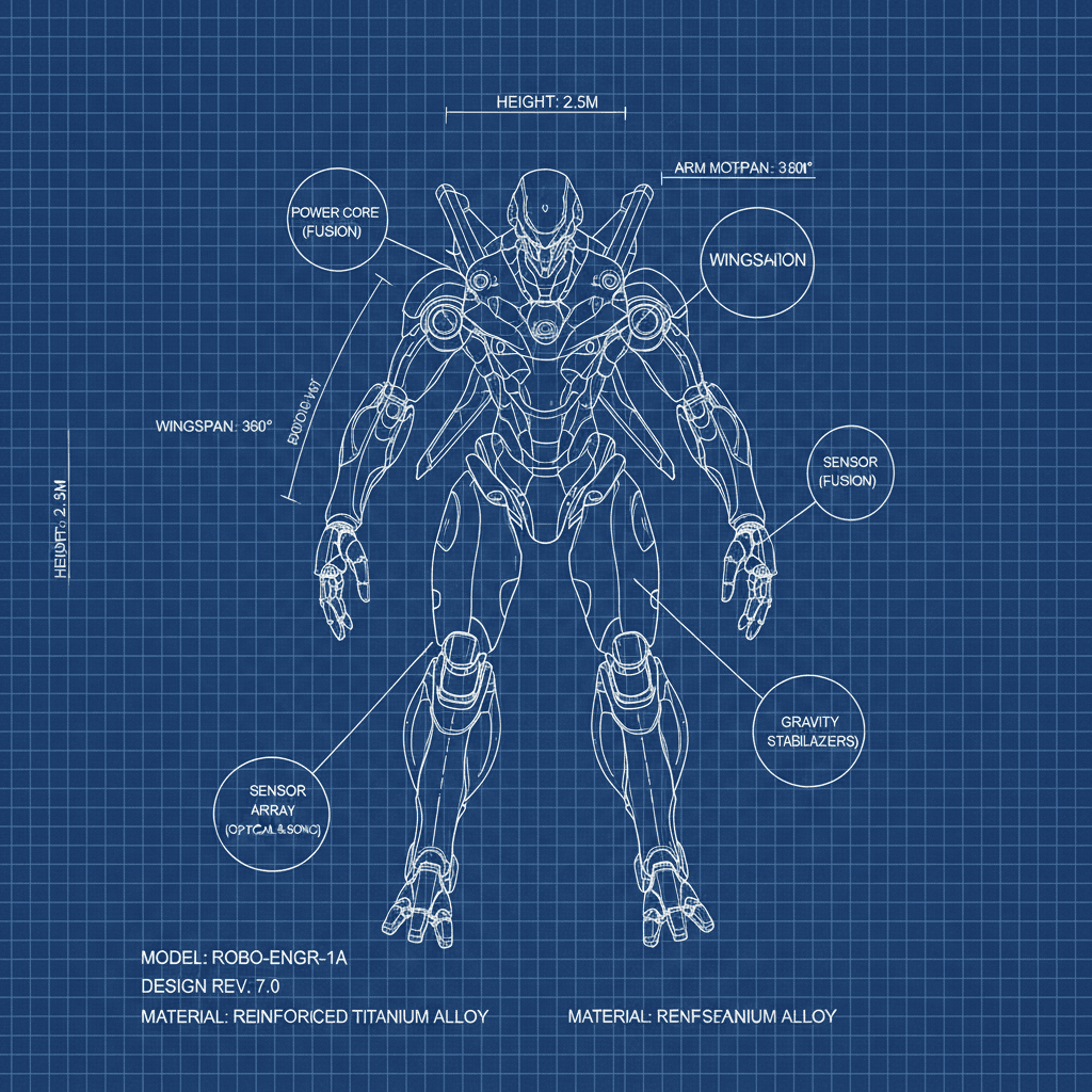 Gemini Image Prompt for other, product: An elaborate engineering schematic rendering of CHARACTER, p...