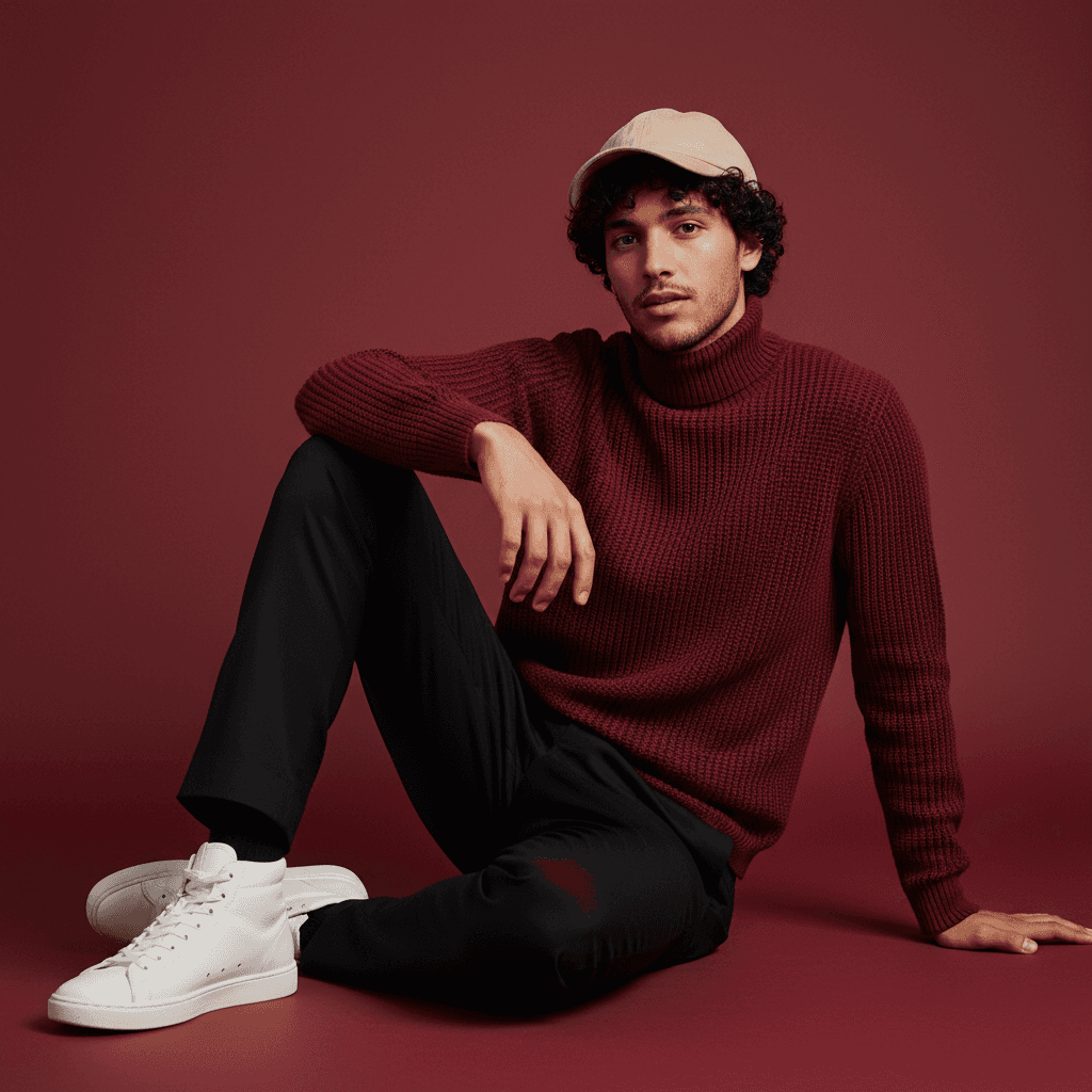 Gemini Image Prompt for json, photograph: Objective: Generate a modern studio fashion photograph em...