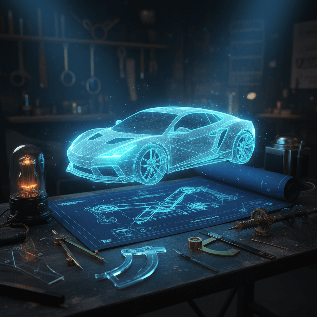 Gemini Image Prompt for 3d: Generate a photorealistic 3D holographic schematic rendering...