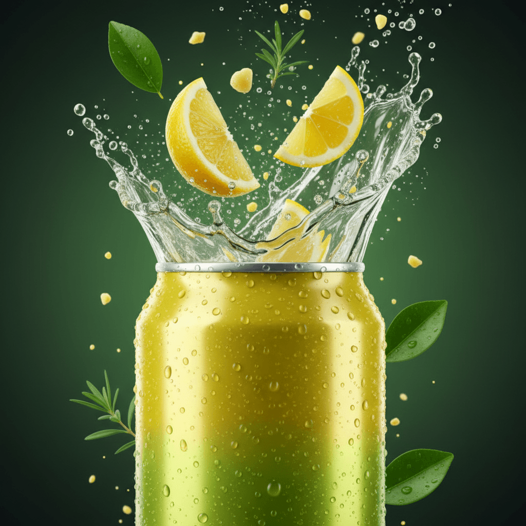 Gemini Image Prompt for product: A photorealistic commercial showcase of a lemon-flavored car...