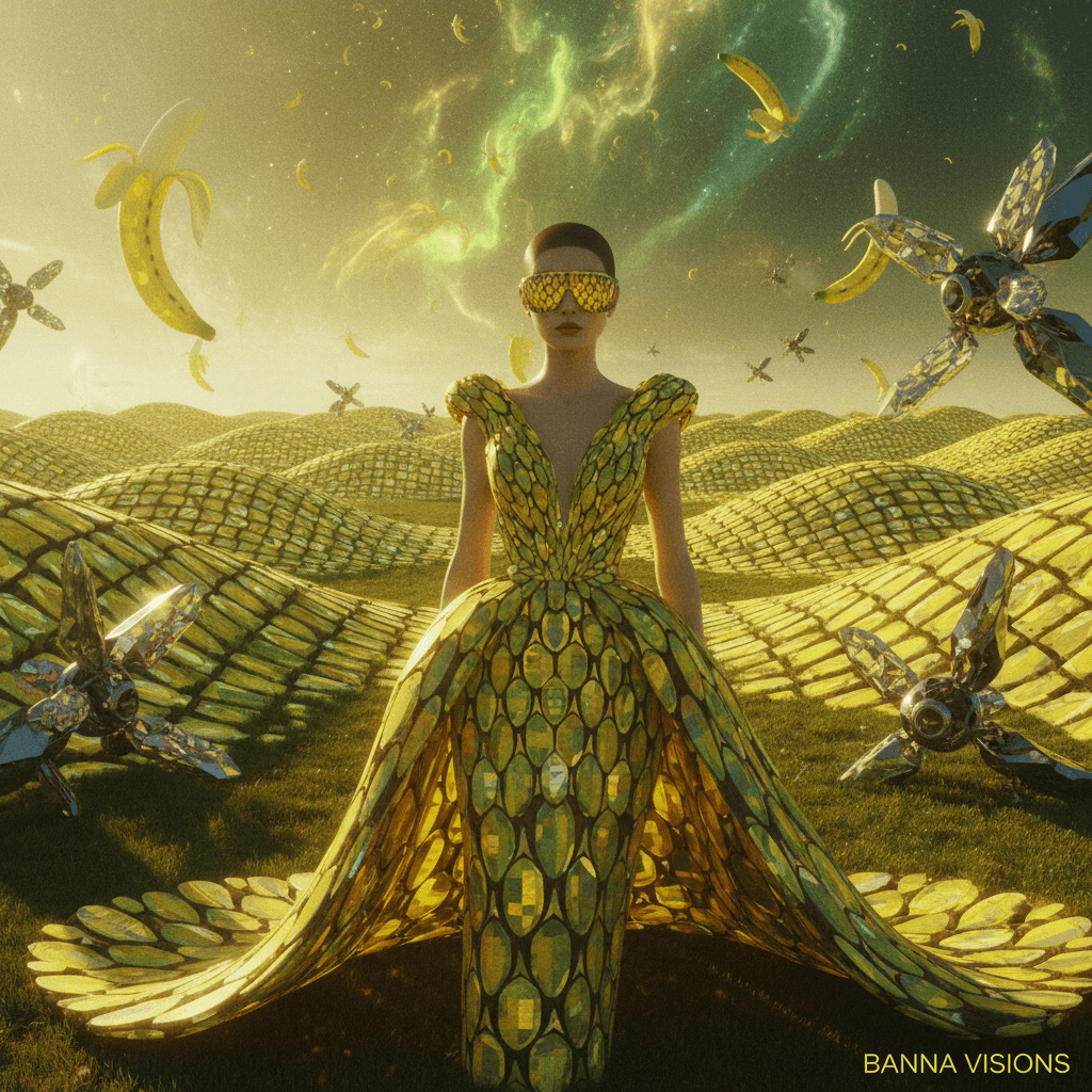 Gemini Image Prompt for photograph: Cinematic digital artistry, advanced nanoscale banana optics...