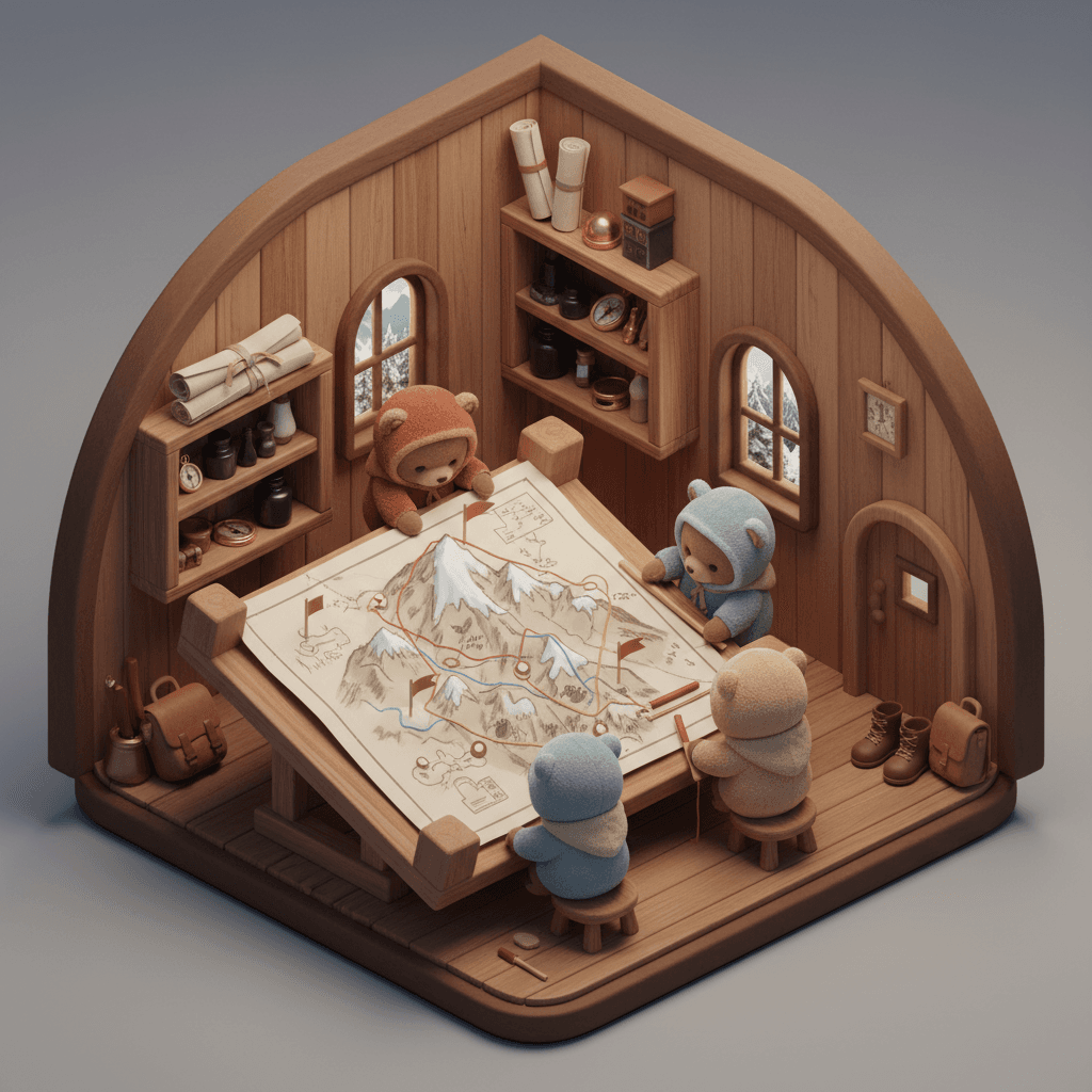 Gemini Image Prompt for json, 3d: An isometric, three-dimensional, adorable scene depicting in...