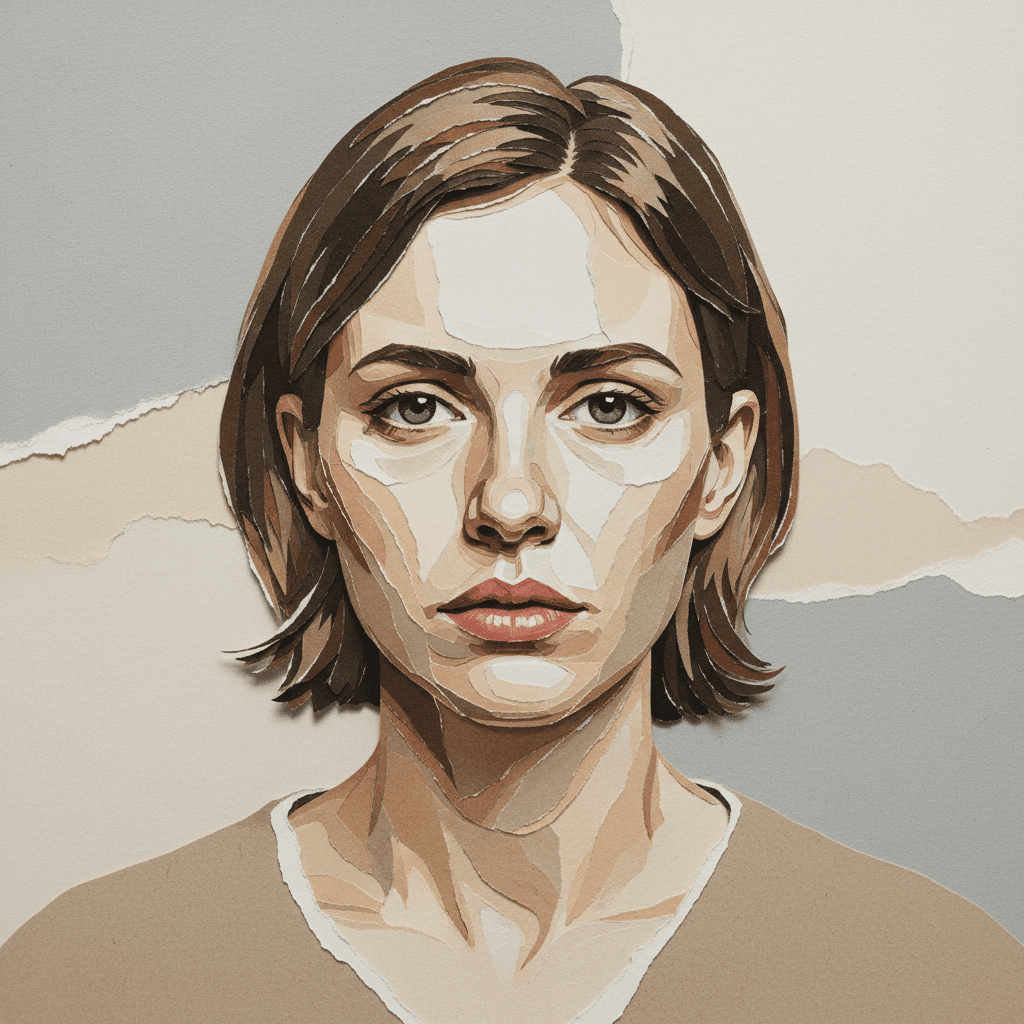 Gemini Image Prompt for other: Fashion a lifelike ripped paper mosaic likeness of the indiv...