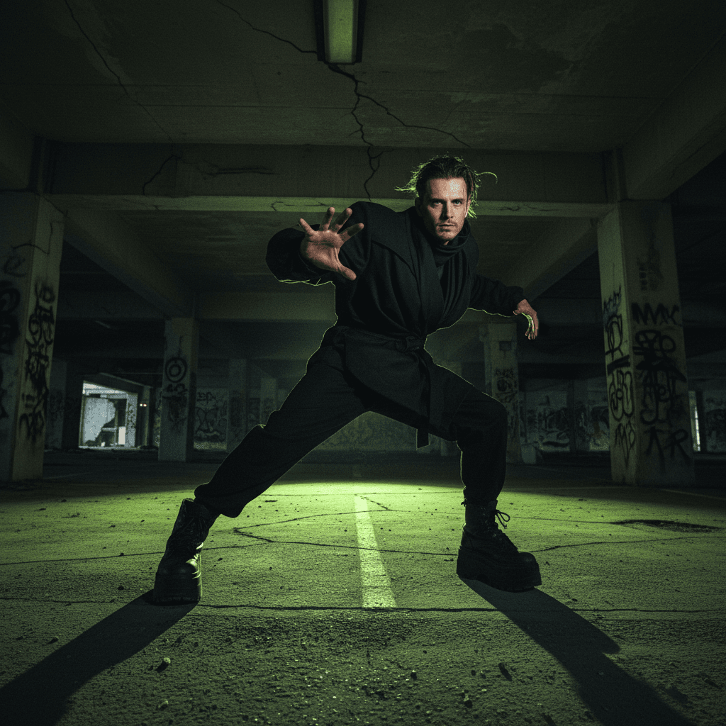 Gemini Image Prompt for other: A polished, film-noir depiction of a male subject (RETAIN OR...