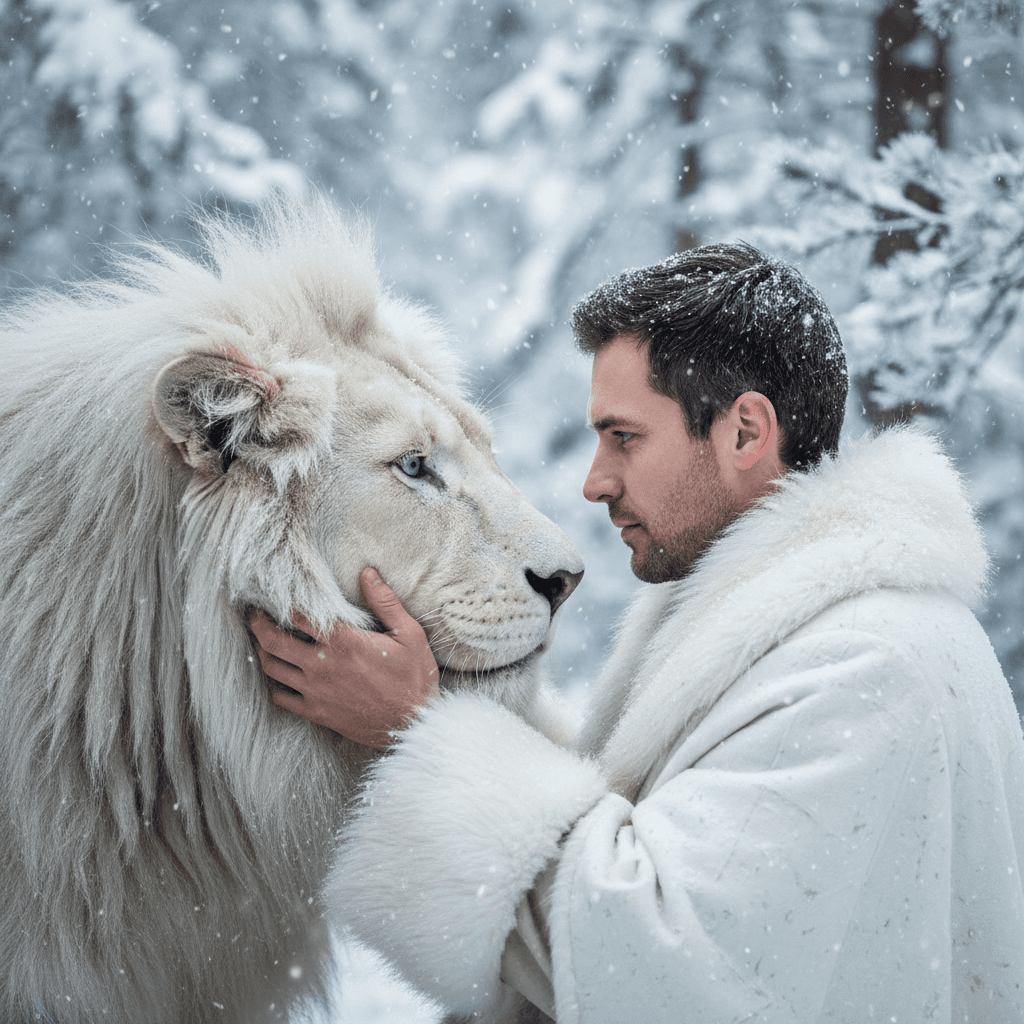Gemini Image Prompt for other, photograph: A hyperrealistic, cinematic depiction of a man and a regal w...