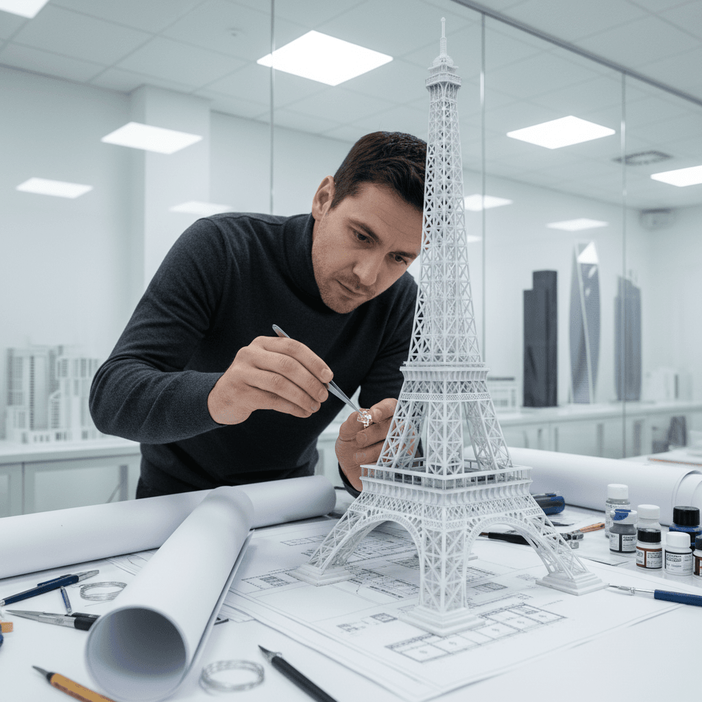 Gemini Image Prompt for 3d: Do this for Eiffel Tower: Input Variable: INSERT STRUCTURE...