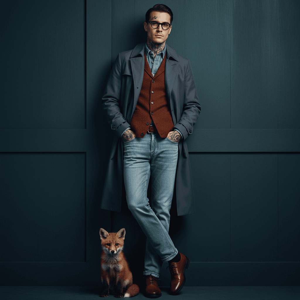 Gemini Image Prompt for other: A cinematic fashion photograph of an elegant gentleman resti...