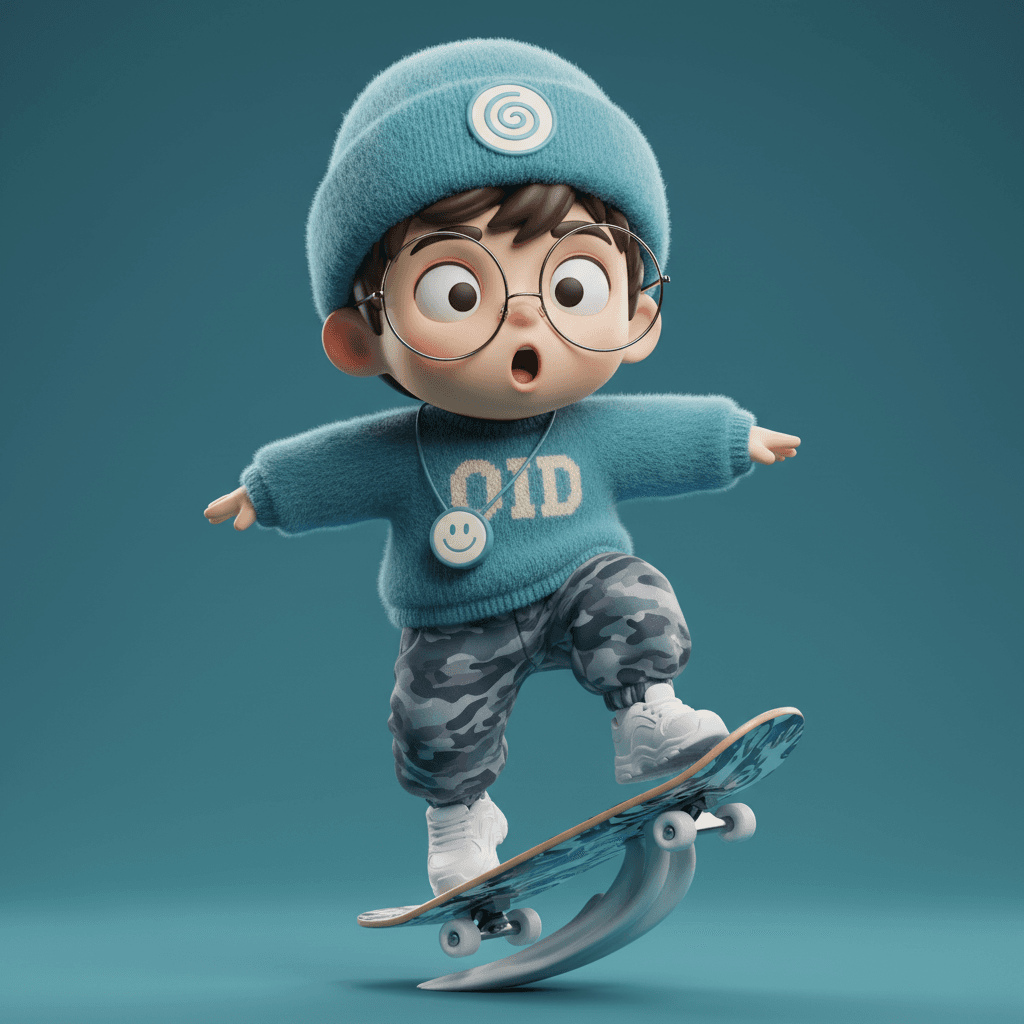 Gemini Image Prompt for 3d: A photorealistic digital sculpture of an endearing, stylized...