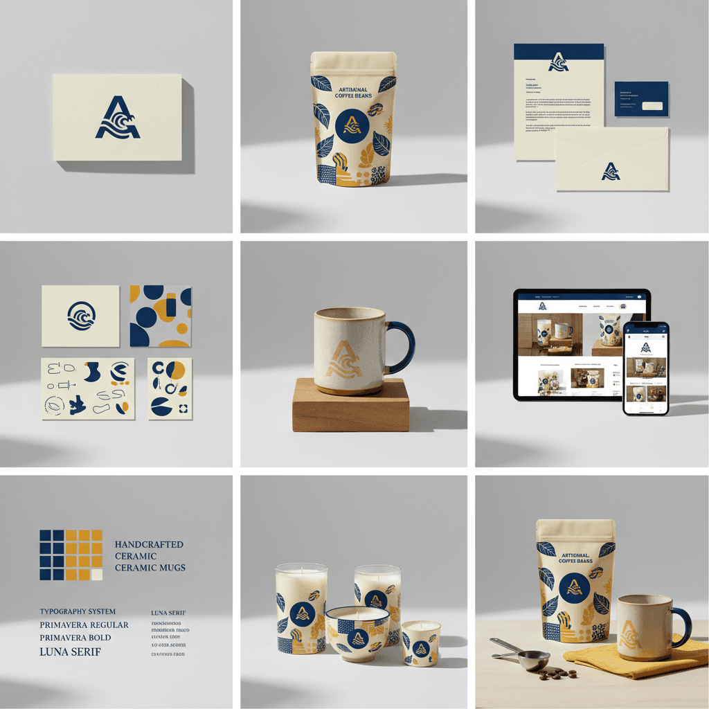 Gemini Image Prompt for other, product: brand identifier, comprehensive brand system showcase, arran...