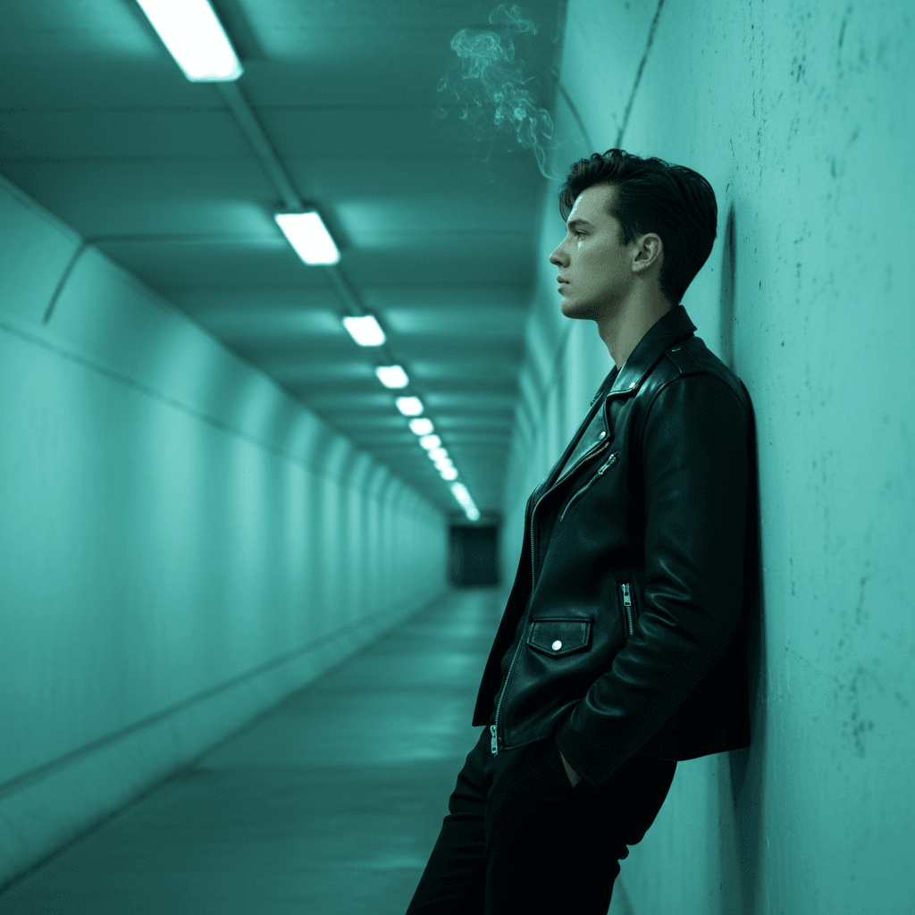Gemini Image Prompt for other: A wide shot showcases a youthful male figure seen from the s...
