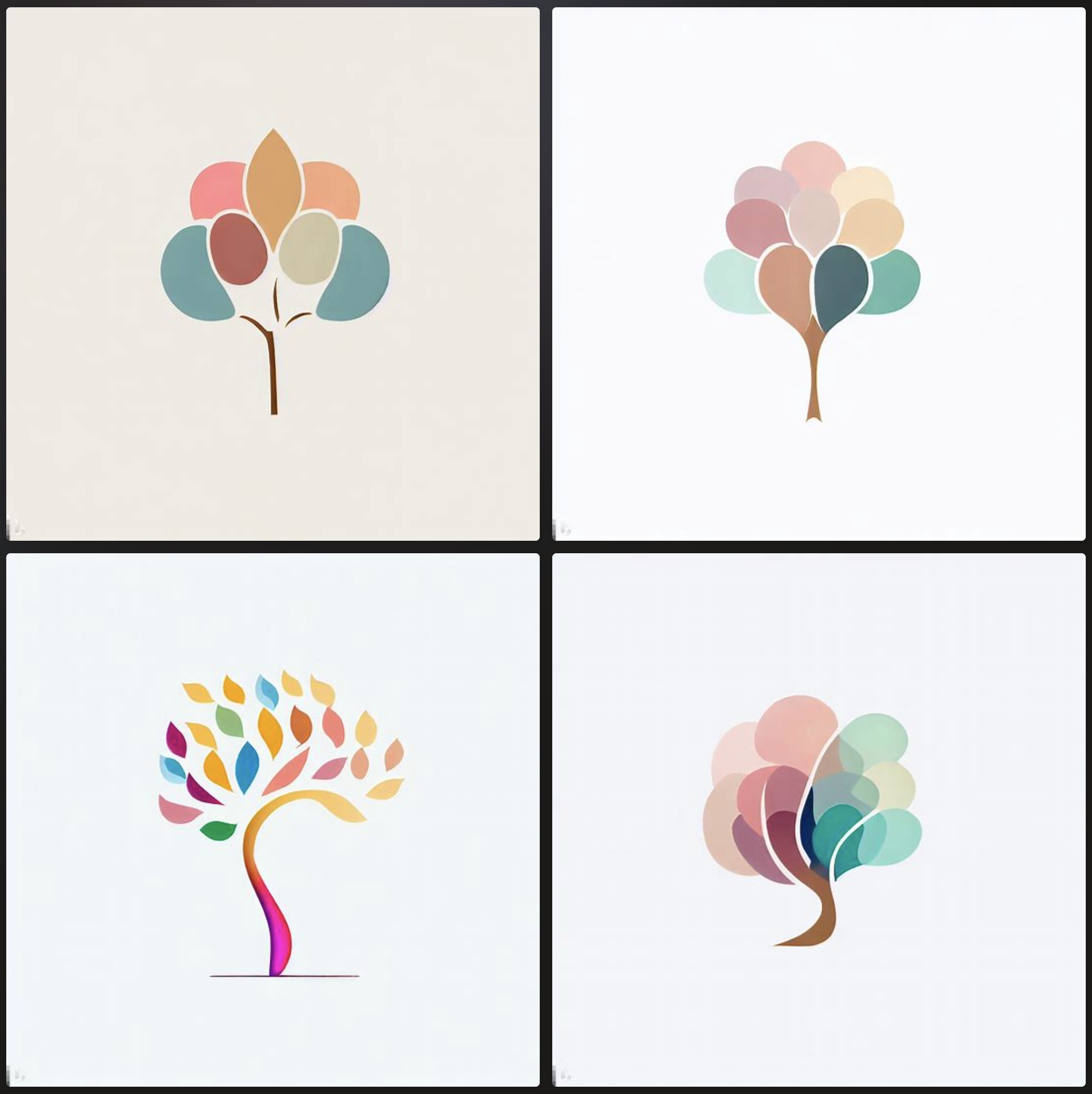 Logo for a Korean cosmetics brand, an image of a tree of different colors, a minimalist style